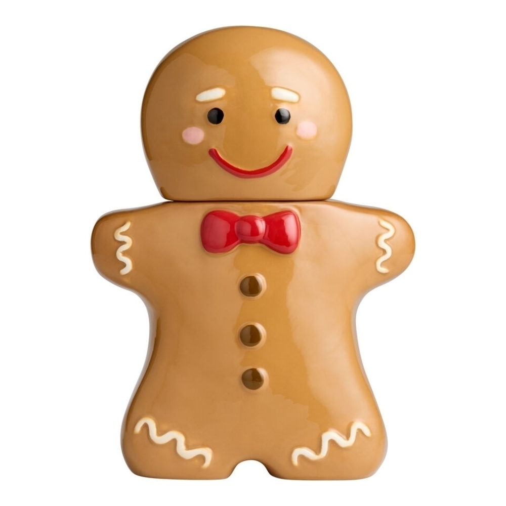 Cost Plus World Market Gingerbread Man Hand Painted Figural Cookie Jar, NWT